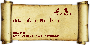 Adorján Milán névjegykártya