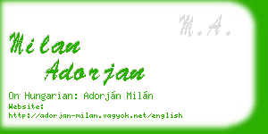 milan adorjan business card